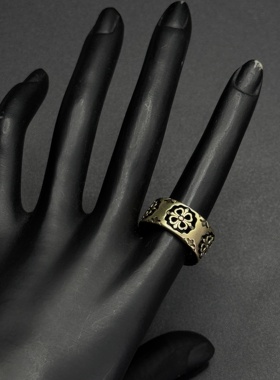 Vintage古著法式复古十字架戒指女镂空雕花轻奢小众高级感H112551