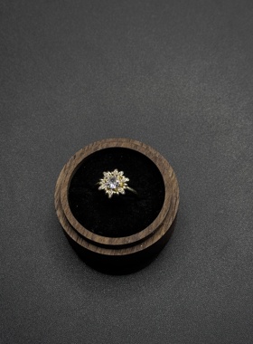 Vintage古著金色向日葵戒指小众设计精致百搭高级感戒指R120457