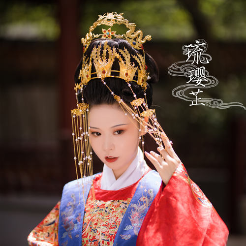 【琉璎芷】【清欢】传统匠工首饰汉服婚嫁汉婚明制流苏凤冠 - 图1