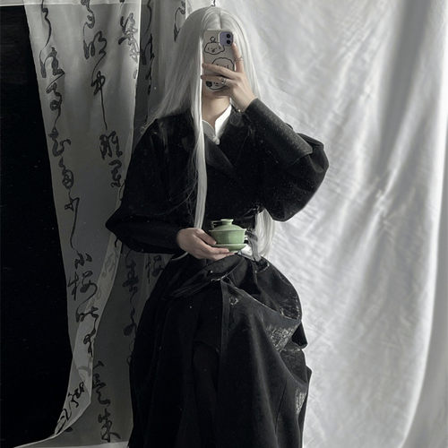 青云霓裳原创汉服【北暝】唐制圆领袍缺胯袍男女同款秋冬加厚暗纹 - 图1