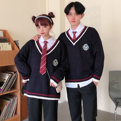韩版秋冬校服毛衣套装学院风日系jk制服初高中生运动会班服合唱服 - 图3
