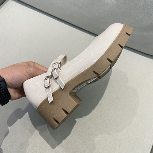 外贸学院风复古厚底圆头一字带玛丽珍鞋粗跟女单鞋日系浅口高跟鞋 - 图0