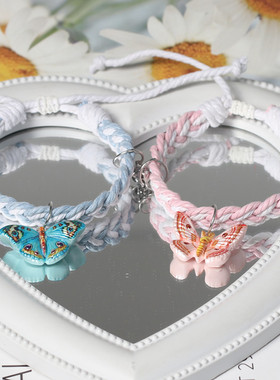 小众简约飞蛾编织情侣磁吸手链