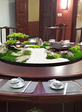 大圆餐桌中间转盘摆件仿真植物