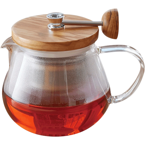 HARIO日本带滤网日式耐热玻璃创意泡茶壶木质盖茶具茶水分离TEO - 图0