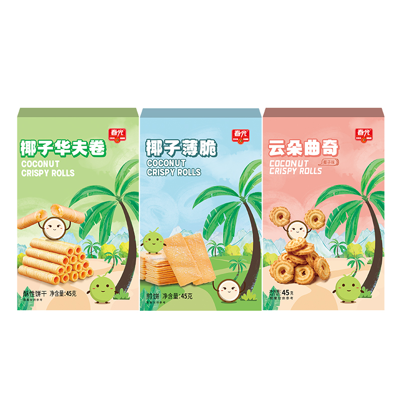 春光食品海南特产休闲零食椰子曲奇薄脆华夫饼干