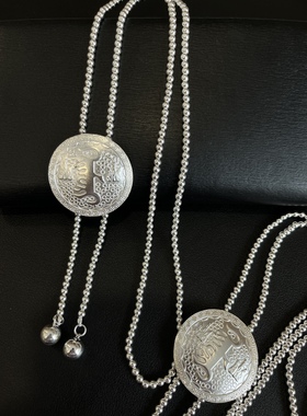 990足银蒙古元素民族风情侣项链纯银蒙古风蒙古袍配饰蒙古银饰银