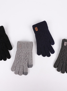 2023 new men's warm gloves winter touch screen plus fleece g