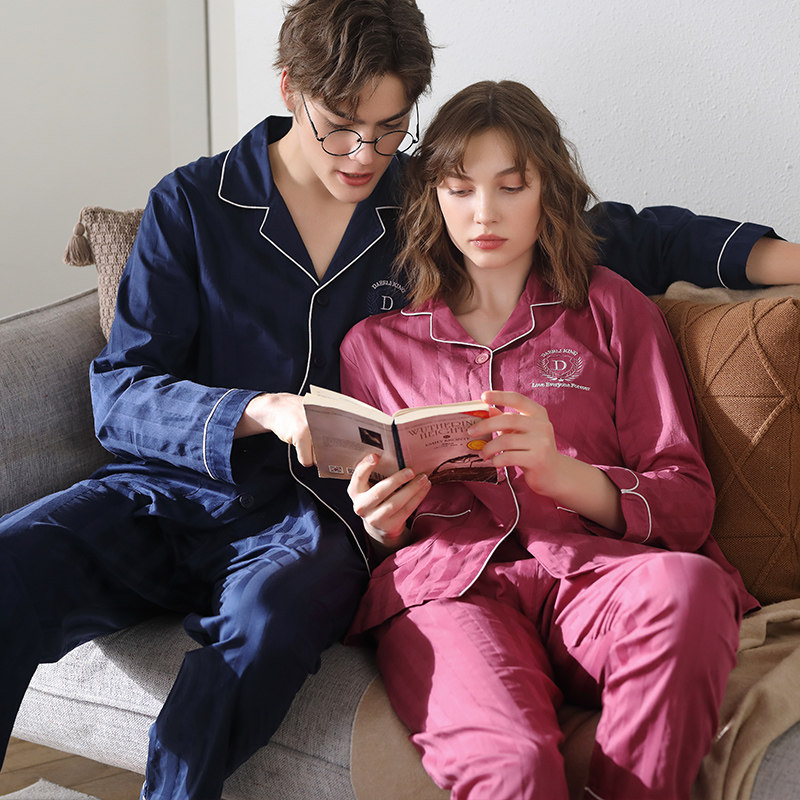 达尔丽情侣春秋纯棉长袖休闲感睡衣 达尔丽曼丽睡衣/家居服套装