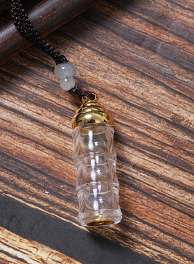 透明竹节款嘎乌盒项链可打