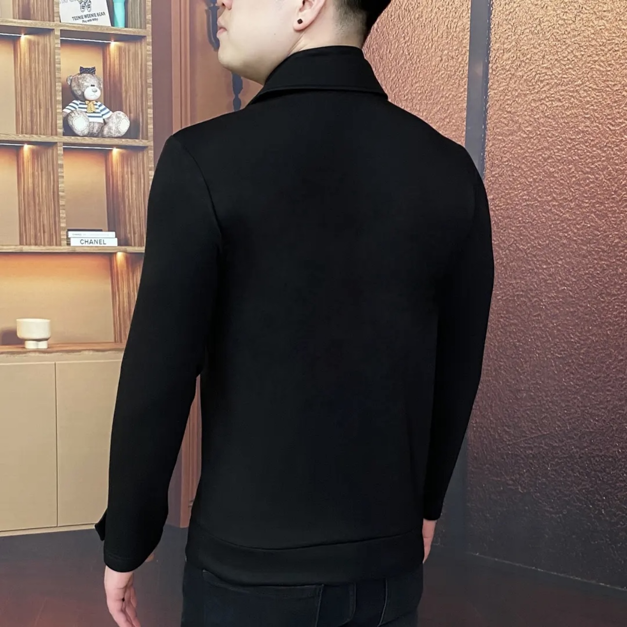 欧货冬季新款男士翻领拉链假两件卫衣时尚修身百搭打底衣型男潮款 - 图2