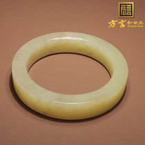 Dialect and Tian jade boutique treasured class Xinjiang fine oil moisturizing and tail chicken oil yellow mouth stock 60mm positive dress bracelet D