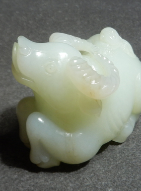 精品方言和田玉珍藏级细腻油润俄料白玉带翠俏雕扭转乾坤板件X3