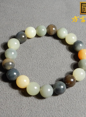 新疆大漠楼兰三色玉三彩10mm手串