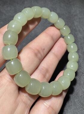 高品质方言和田玉老坑青海料晴水无结构精美10mm老型珠手串手链S