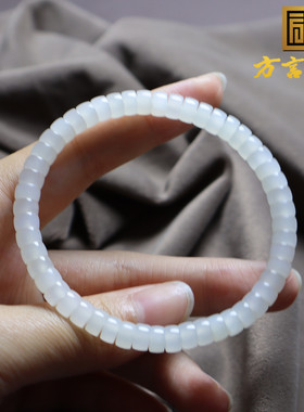 且末老料羊脂白玉卡6m直切珠手链