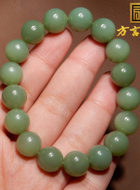 方言粉青碧玉卡12mm圆珠手串