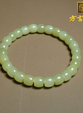 赢麻方言和田玉新疆若羌冰底温润黄口黄色名品卡8mm老型珠手串X3