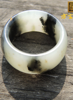 好意境老熟青花籽料卡20宽边戒指