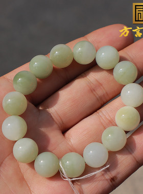 方言和田玉白玉带翠翠青手链手串