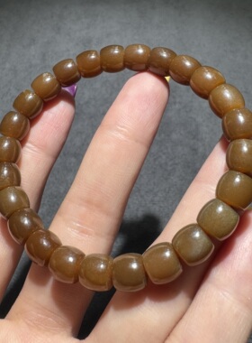 重磅方言新疆和田玉精品老熟且末高脂高糯老红糖8mm直切手串S6