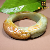 Dialect and Tian jade boutique Xinjiang old ripeness such as ghee Qinqing white jade guard the leopard card 59mm exquisite bracelet D