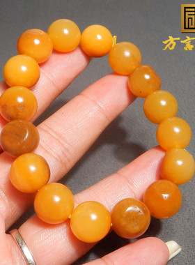 震惊了方言品牌和田玉精品特色唐河黄沁籽料圆珠卡12mm手串手链R5