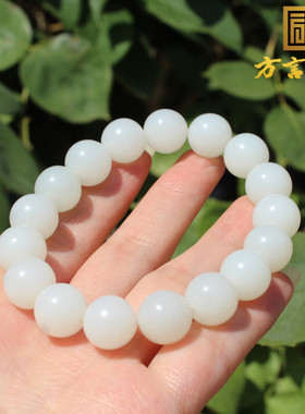 俄罗斯料羊脂白玉12mm老型珠手串
