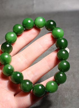 俄罗斯料正阳绿碧玉圆珠12mm手串