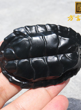 方言和田玉精品墨玉龟壳手把件