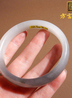 青海老料白玉烟青紫罗兰59mm手镯