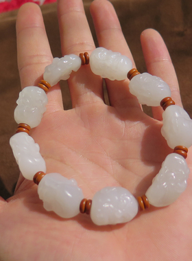 爆亏方言和田玉精品新疆细腻油润且末老坑羊脂白玉十八罗汉手串X5