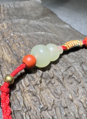 福利价方言和田玉老坑青海料冰底细腻晴水葫芦福禄手工编绳手串S6