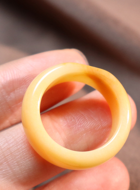 唐河沁籽料黄沁卡18mm正圈戒指