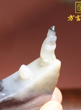 方言船摆件新疆和田玉籽料青花