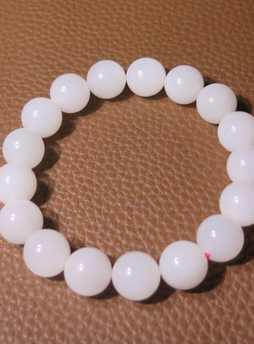 震撼来袭方言和田玉精品青海料高透微猫眼白玉12mm圆珠手串X7