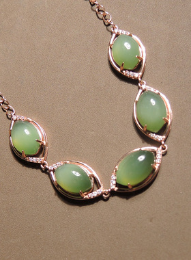 惊呆了方言品牌和田玉精品俄罗斯碧玉猫眼卡12*7.5mm银镶嵌手链h0