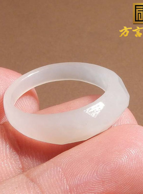 精品方言和田玉珍藏级新疆高油脂糯且末料羊脂白玉18-20mm戒指s1