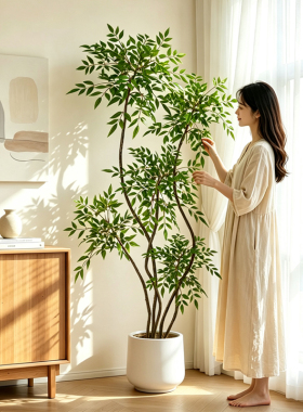 南天竹仿真绿植高端轻奢室内装饰