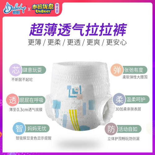 呗呗拉拉裤婴儿纸尿裤超薄尿不湿透气尿布湿母婴专用尿片新生男女 - 图2