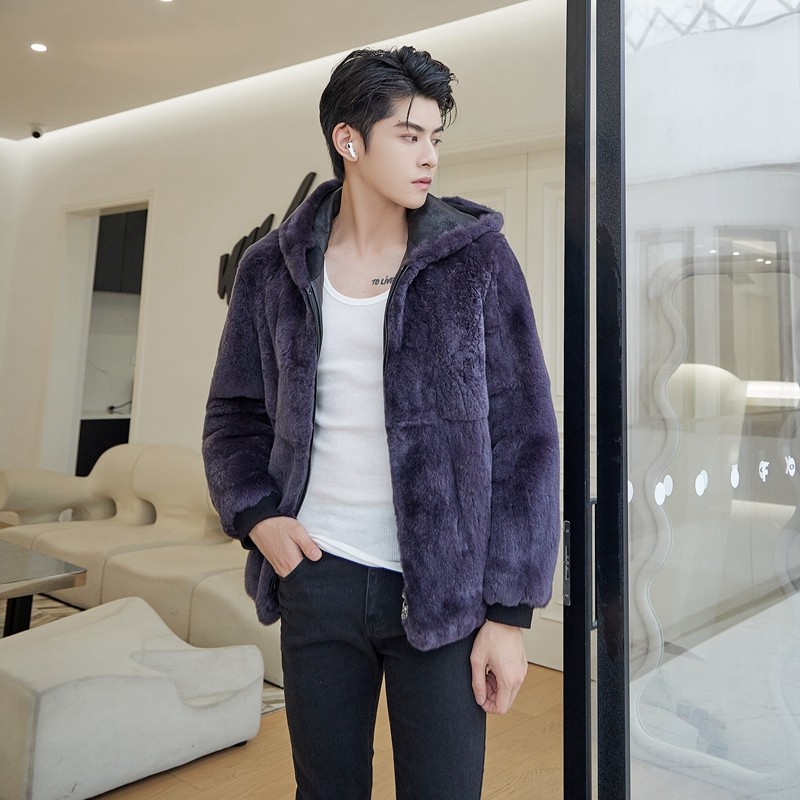 冬季獭兔毛皮草外套男连帽短款加厚小众设计感皮毛一体高级感大衣,淘宝优惠券,粉丝福利购,淘宝优惠卷
