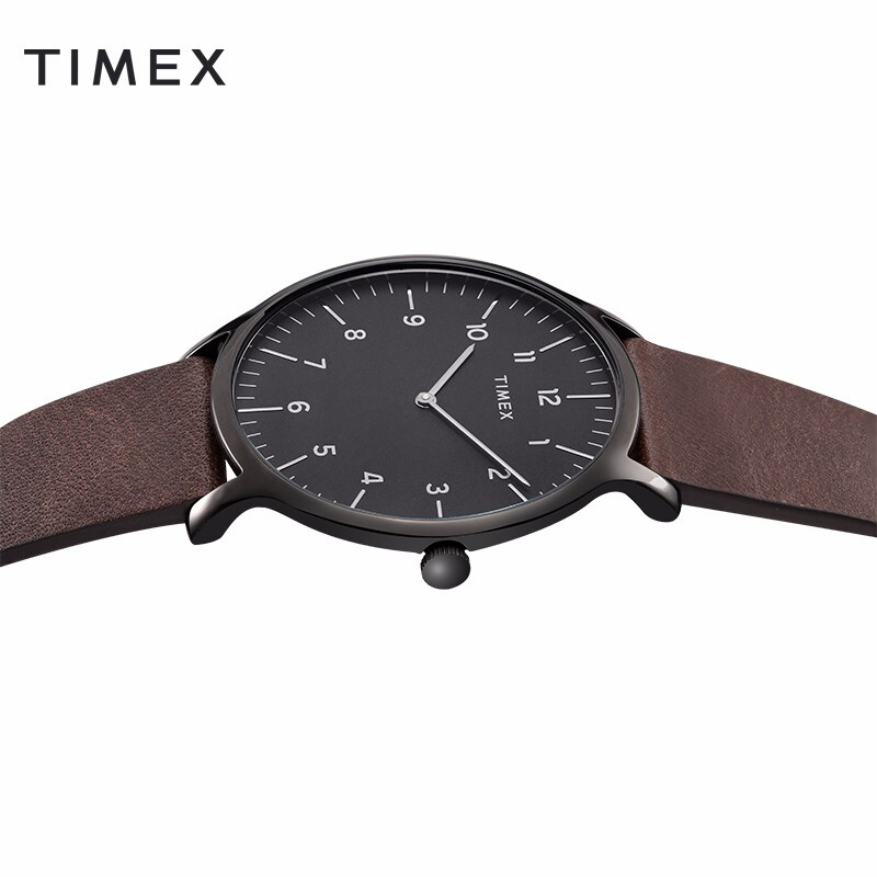 天美时 TIMEX 男表简约经典防水设计纤薄大表盘皮带休闲男表