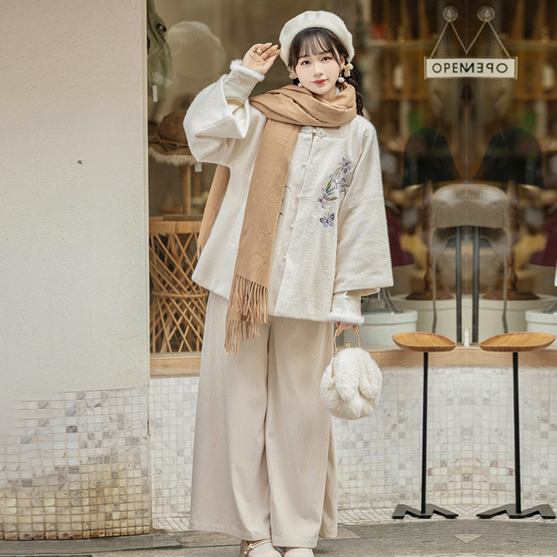 2026糯叽叽原创汉服女针织方领短衫改良宋裤秋冬保暖加厚汉元素,淘宝优惠券,粉丝福利购,淘宝优惠卷