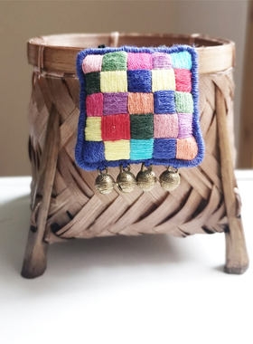 diy原创刺绣香囊古风正方形吊坠