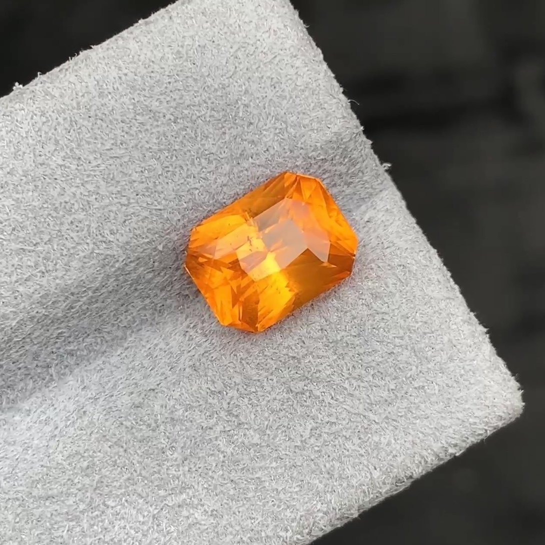 4.02ct天然芬达石裸石芬达石榴石雷迪恩切割戒面橙黄宝石彩宝珠宝,淘宝优惠券,粉丝福利购,淘宝优惠卷
