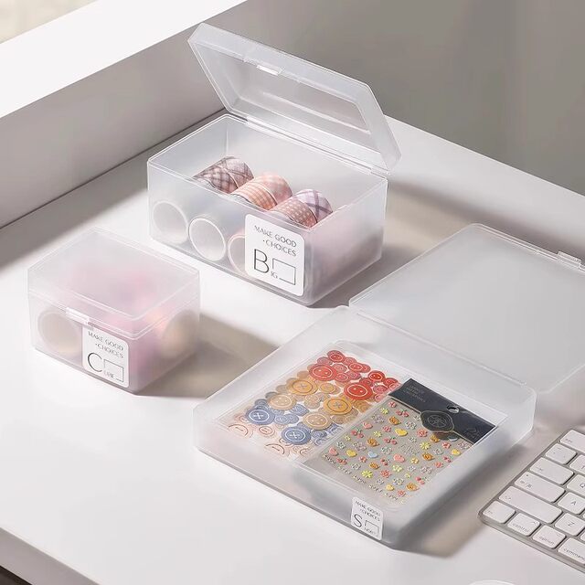 Small card storage box transparent small desktop items debris with lid storage box plastic card drawer sorting box