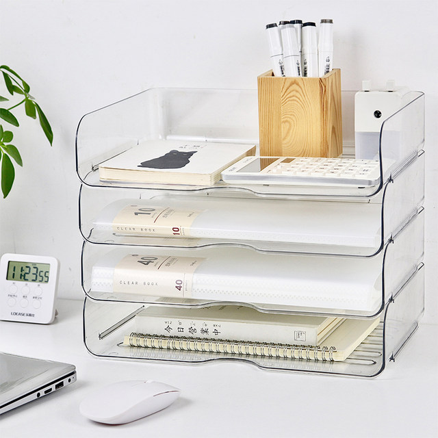 Transparent desktop file storage rack