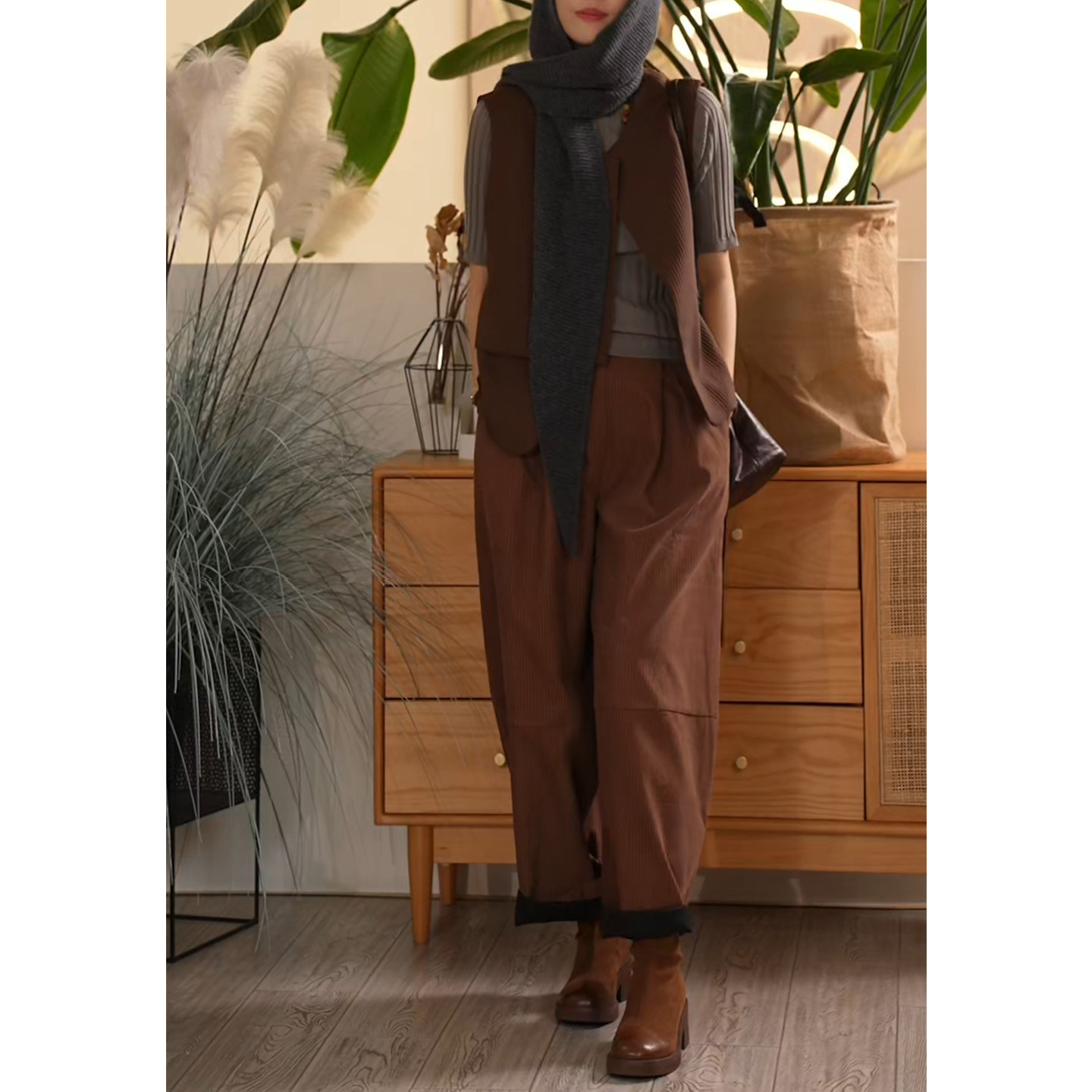 X【叭哒不惑】随心裤 棉宽松阔腿裤女松紧腰慵懒松弛感显瘦休闲裤,淘宝优惠券,粉丝福利购,淘宝优惠卷