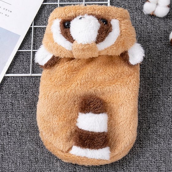 Raccoon transformation clothing, warm and cute dog clothes for autumn and winter