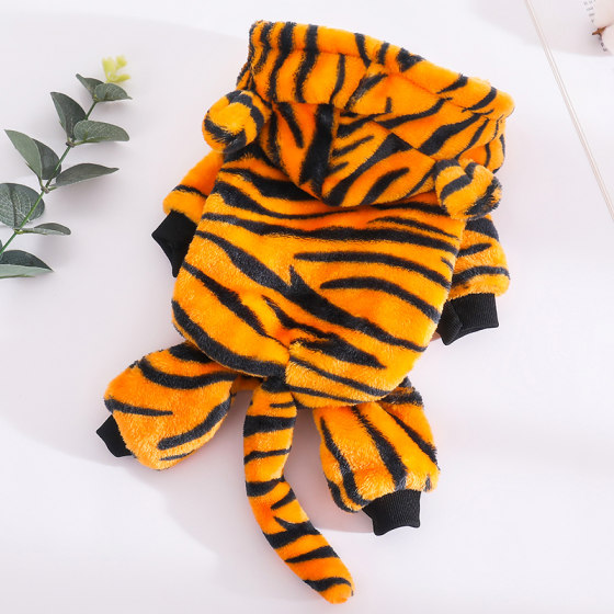 Cat Clothes Autumn and Winter Little Tiger Warm Jumpsuit Ragdoll Blue Cat British Short Pet Dog Funny Four-legged Clothes